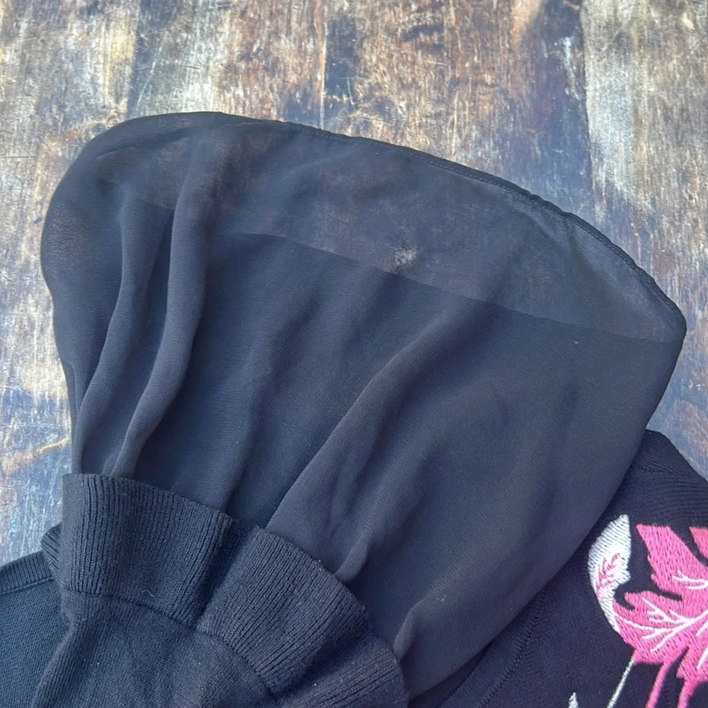 Alfani NWOT embroidered floral thick knit long shirt, chiffon princess sleeves M - Picture 9 of 11